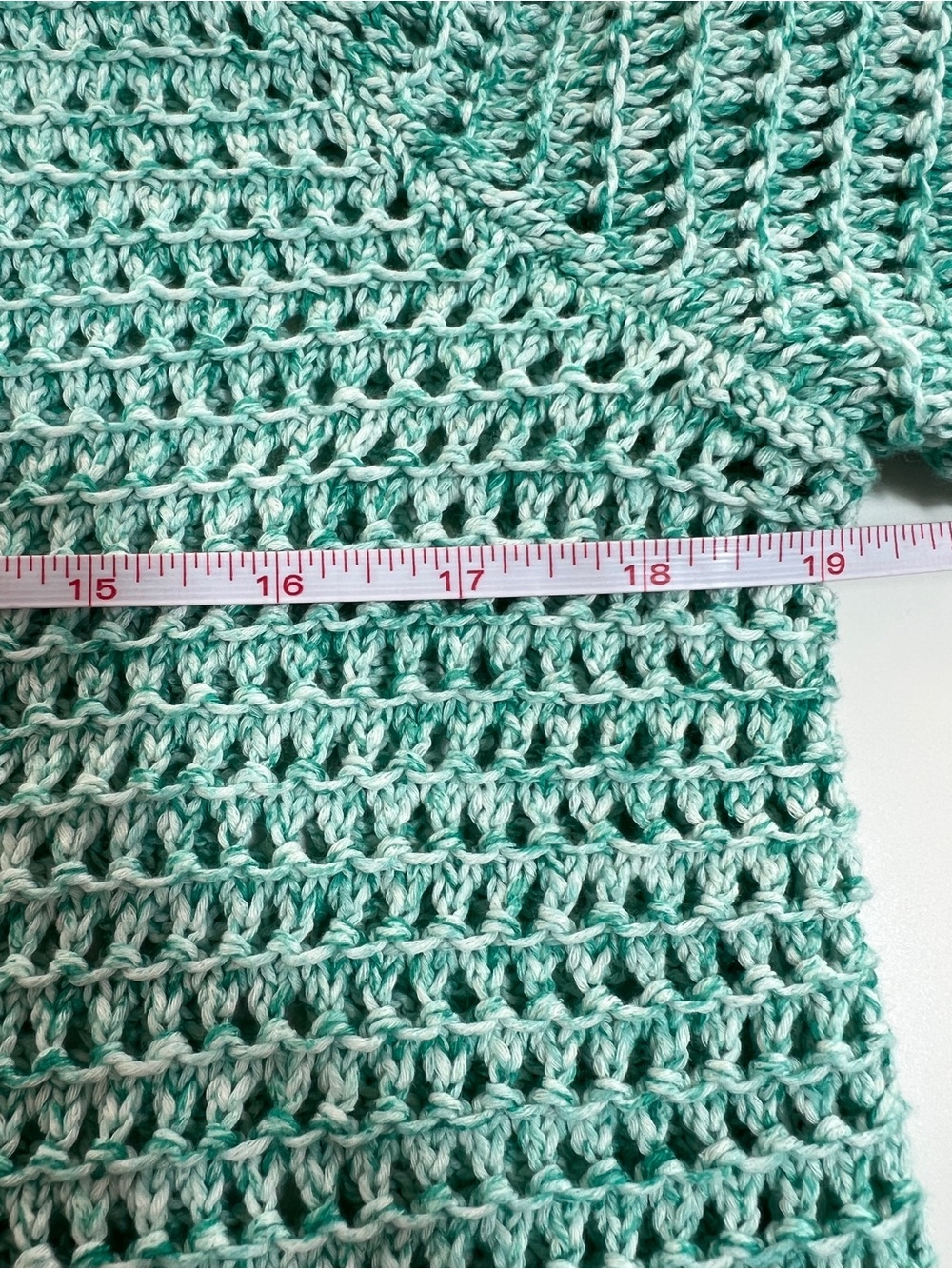 J Jill Cotton Crochet Cardigan Mint Green Open Knit Beach Cover Up Size M - Picture 10 of 13